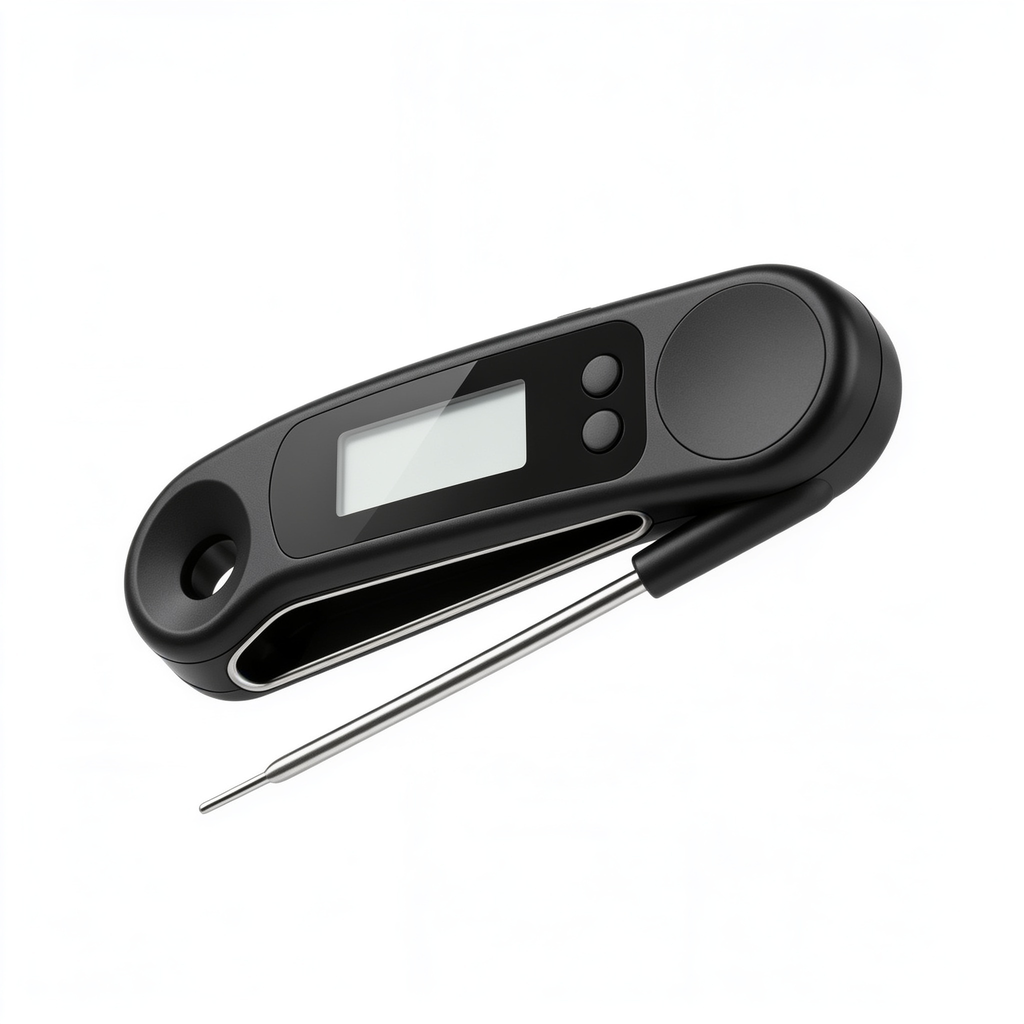 Etherforge Thermomètre de Cuisine à Lecture Instantanée 3s, Thermomètre à Viande Numérique avec Écran LCD et Marche/Arrêt Automatique, Sonde Pliable pour Cuisson, Barbecue, Pâtisserie, Lait et Vin (Noir